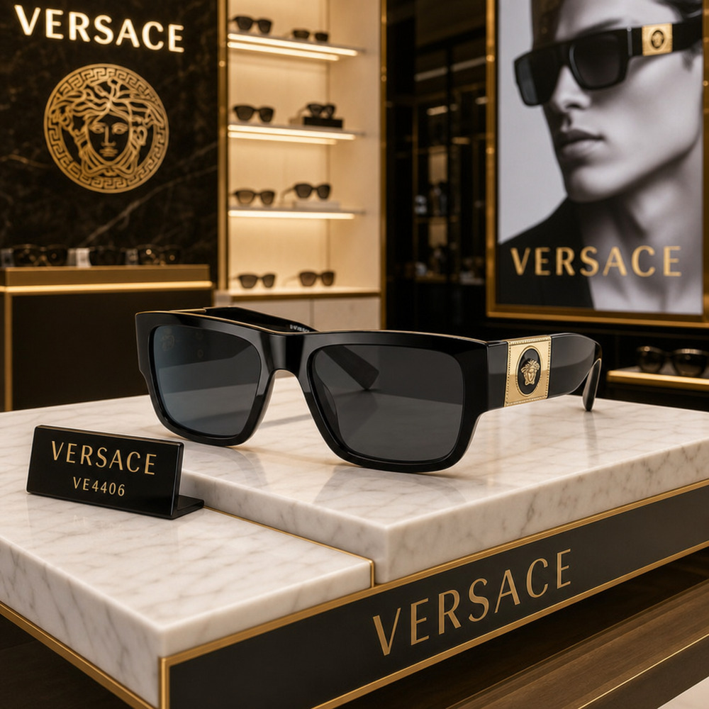 Versace VE4406 Black Flat-Top Medusa Sunglasses Reseller NWT Full Set - Picture 1 of 8